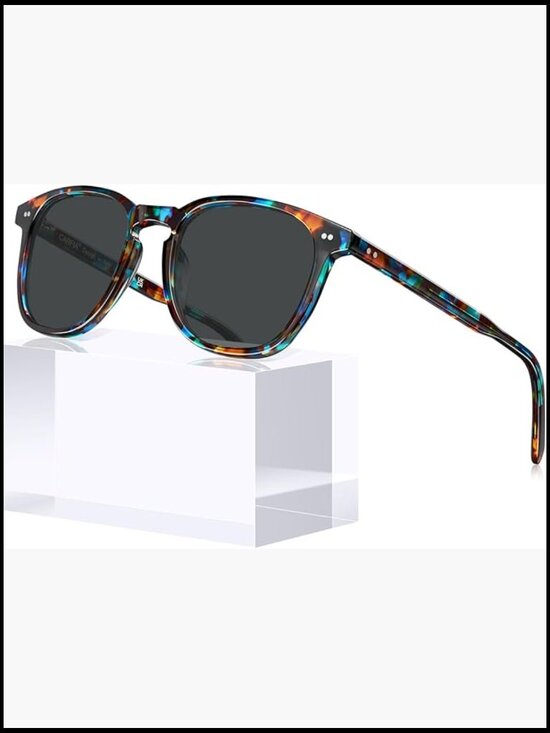 Retro Square Handcrafted Acetate Polarized UV400 Sunglasses for Small to Medium main image 4